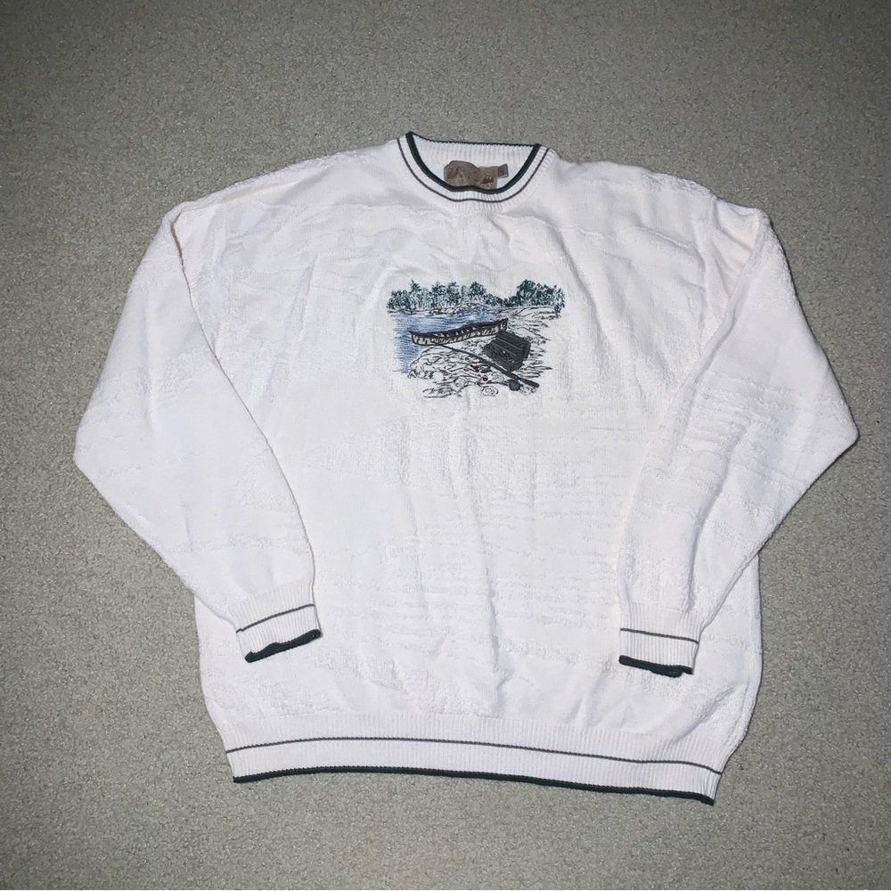 Vintage 90s Shenandoah Boat Creek Embroidered Pullover Knit Sweater Mens Size XL